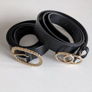 Set of 2 Gold Buckle Belts - Medium